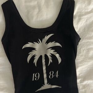 Black Palm Tree Graphic Tank Top